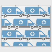 Papier Cadeau Ambulance bleu gris (Plat)