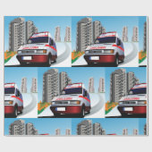 Papier Cadeau Ambulance d'urgence dans Cityscape Secourt Médical (Plat)