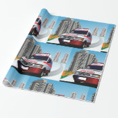 Papier Cadeau Ambulance d'urgence dans Cityscape Secourt Médical (Déroulé)