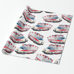 Papier Cadeau Ambulances Jouets Dessin Animé