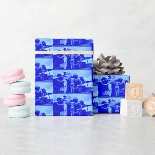 Papier Cadeau Amelia Earhart Art numérique Teinte bleue   (Baby Shower)