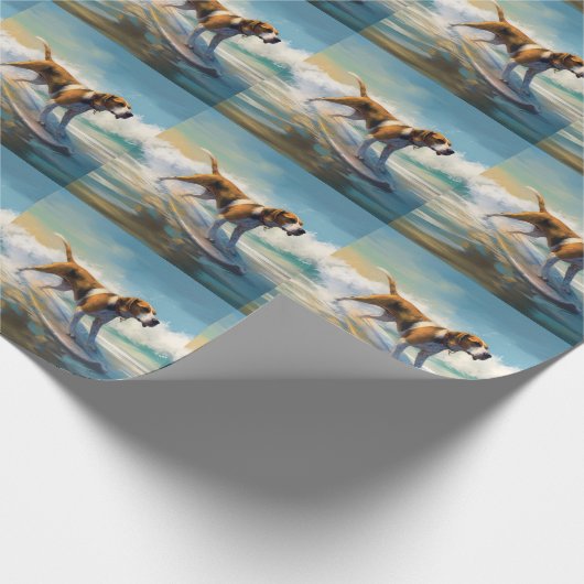 Papier Cadeau American Engligh Foxhound Beach Surfing Paining (Coin)