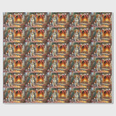 Papier Cadeau American English Foxhound Christmas Lights (Plat)