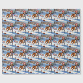 Papier Cadeau American English Foxhound Noël Festive Neige (Plat)