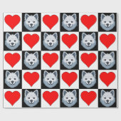 Papier Cadeau American Eskimo Chien Coeur Motif mignon Chiot Cad (Plat)