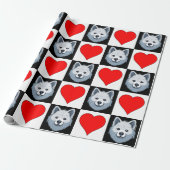 Papier Cadeau American Eskimo Chien Coeur Motif mignon Chiot Cad (Déroulé)
