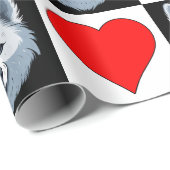 Papier Cadeau American Eskimo Chien Coeur Motif mignon Chiot Cad (Coin rond)