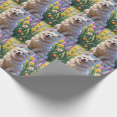 Papier Cadeau American Eskimo Chien Fleurs de printemps Peinture (Coin)