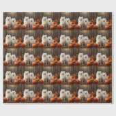 Papier Cadeau American Eskimo Chiot Automne Citrouille délice (Plat)
