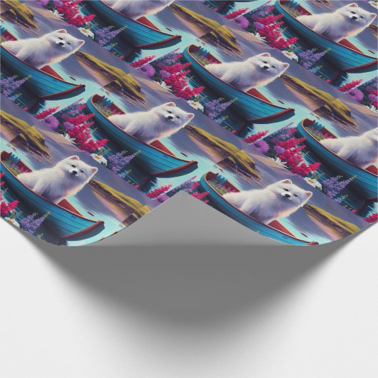 Papier Cadeau American Eskimo Dog on Paddle : Une aventure Pitto (Coin)