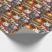 Papier Cadeau American Eskimo Fireplace with Christmas Lights (Coin)