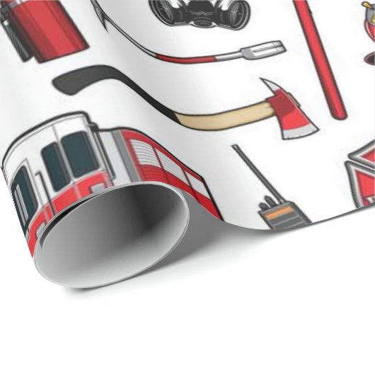 Papier Cadeau American Firefighting Pattern (Coin rond)