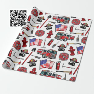 Papier Cadeau American Firefighting Pattern