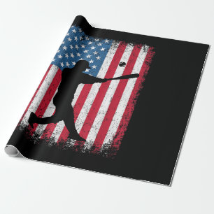 Papier Cadeau American Flag Baseball Team Cadeau pour Hommes Gar
