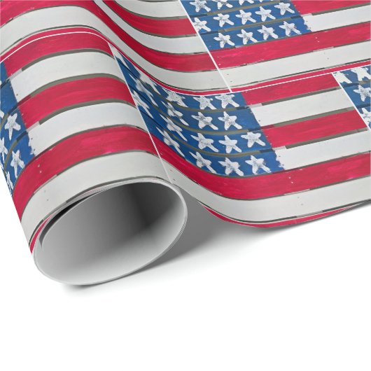 Papier Cadeau American Flag Painted On Wooden Pallet (Coin rond)