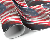 Papier Cadeau American Flag With Musical Notes (Coin rond)