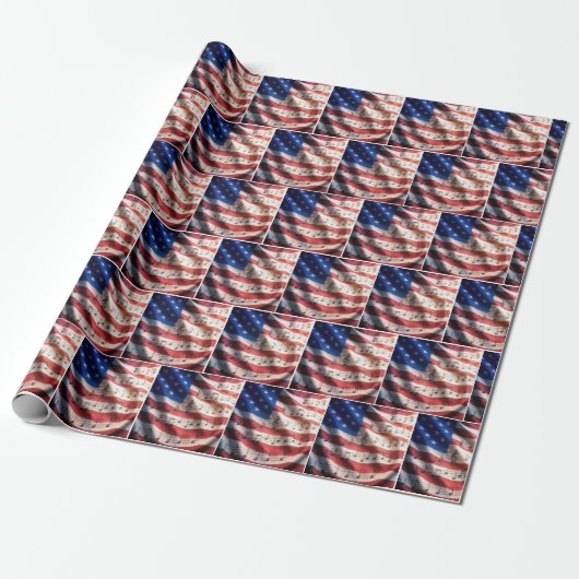 Papier Cadeau American Flag With Musical Notes (Déroulé)