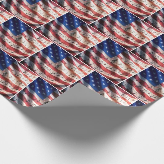 Papier Cadeau American Flag With Musical Notes (Coin)
