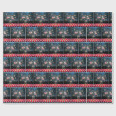 Papier Cadeau American Flags With Sparklers In a Mason Jar (Plat)