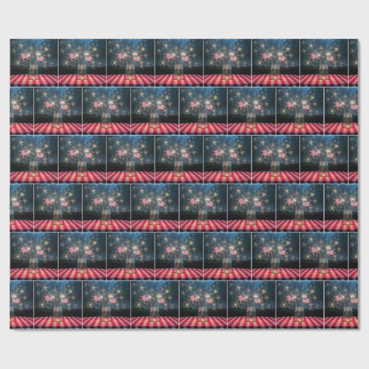 Papier Cadeau American Flags With Sparklers In a Mason Jar (Plat)