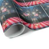 Papier Cadeau American Flags With Sparklers In a Mason Jar (Coin rond)