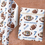 Papier Cadeau American Football Ball Happy Birthday Photo<br><div class="desc">American Football Ball Happy Birthday Photo Wrapping Paper. Papier d'emballage d'anniversaire sur le thème du football avec nom,  photo et boules de football. Idéal pour les enfants qui aiment le football et le sport.</div>