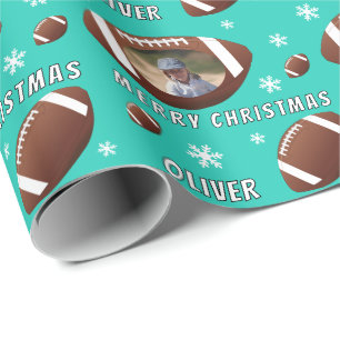 Papier Cadeau American Football Ball Joyeux Noël Photo