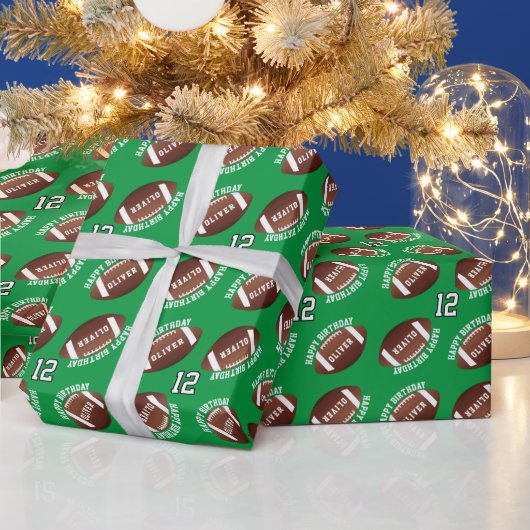 Papier Cadeau American Football Balls Nom Joyeux anniversaire (Vacances)