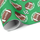 Papier Cadeau American Football Balls Nom Joyeux anniversaire (Coin rond)