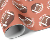 Papier Cadeau American Football Balls Nom Joyeux Noël (Coin rond)