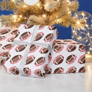 Papier Cadeau American Football Balls Nom Joyeux Noël