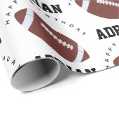 Papier Cadeau American Football Gridiron Ball Anniversaire Nom (Coin rond)