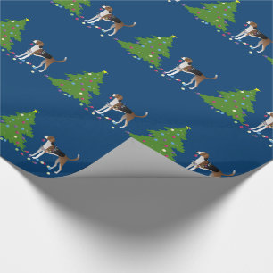 Papier Cadeau American Foxhound Christmas Design