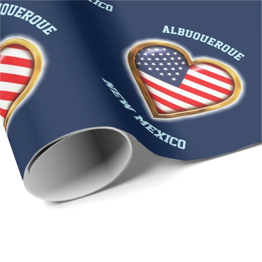 Papier Cadeau American Heart Wrapping Paper (Coin rond)