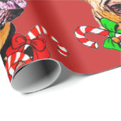 Papier Cadeau American Pit Bull Terrier Noël (Coin rond)