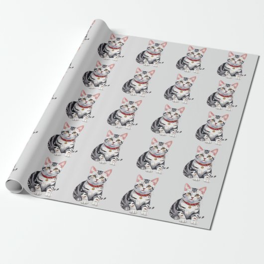 Papier Cadeau American Shorthair heureux (Déroulé)
