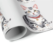 Papier Cadeau American Shorthair heureux (Coin rond)