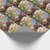 Papier Cadeau American Staffordshire Fleurs de printemps de chie (Coin)