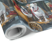 Papier Cadeau American Staffordshire Snowy Sleigh Noël (Coin rond)
