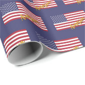 Papier Cadeau American Wrapper Paper, USA, Bleu, Drapeau américa (Coin rond)