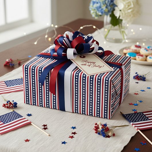 Papier Cadeau Americana étoiles et rayures