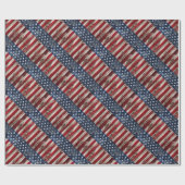 Papier Cadeau Américana Rouge Bleu Bleu Patriotique Drapeau Rust (Plat)