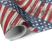 Papier Cadeau Américana Rouge Bleu Bleu Patriotique Drapeau Rust (Coin rond)