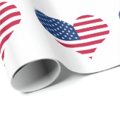 Papier Cadeau Amérique drapeau américain coeur États-Unis (Coin rond)