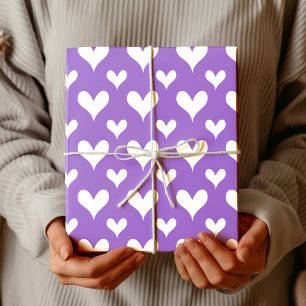 Papier Cadeau Améthyste Élégant Cœur Blanc Vintage