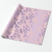 Papier Cadeau Améthyste Violet Feuilles Roses Hummingbird Fleurs (Déroulé)