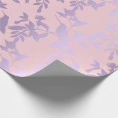 Papier Cadeau Améthyste Violet Feuilles Roses Hummingbird Fleurs (Coin)