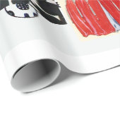 PAPIER CADEAU AMIE AVEC ROSE ROUGE, STUME DE BEAUTÉ ART DÉCO (Coin rond)