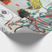 PAPIER CADEAU AMIE AVEC ROSE ROUGE, STUME DE BEAUTÉ ART DÉCO (Coin)