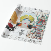 PAPIER CADEAU AMIE AVEC ROSE ROUGE, STUME DE BEAUTÉ ART DÉCO (Déroulé)